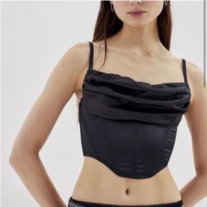Urban Outfitters Lexi Satin Cowl Corset Top Medium Black